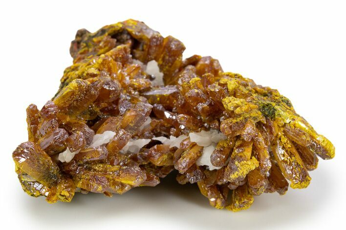 Vibrant Orpiment Crystal Cluster with Calcite - China #324449